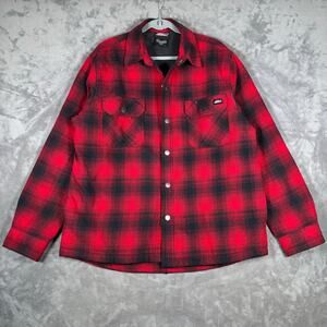 Dickies Sherpa Lined Plaid Flannel Shirt Jacket Red Black Size L